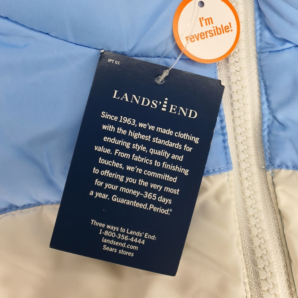 Lands' End Reversible Down Vest Kids 18-20 XL NWT - Picture 9 of 10